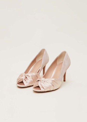 Phase Eight Satin Twist Peeptoe Heels Cream USA | 5078914-NM